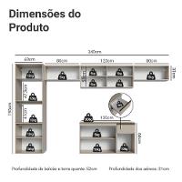 Armário De Cozinha Completa 340 Cm Suspenso Nice Madesa 02 Crema - 3