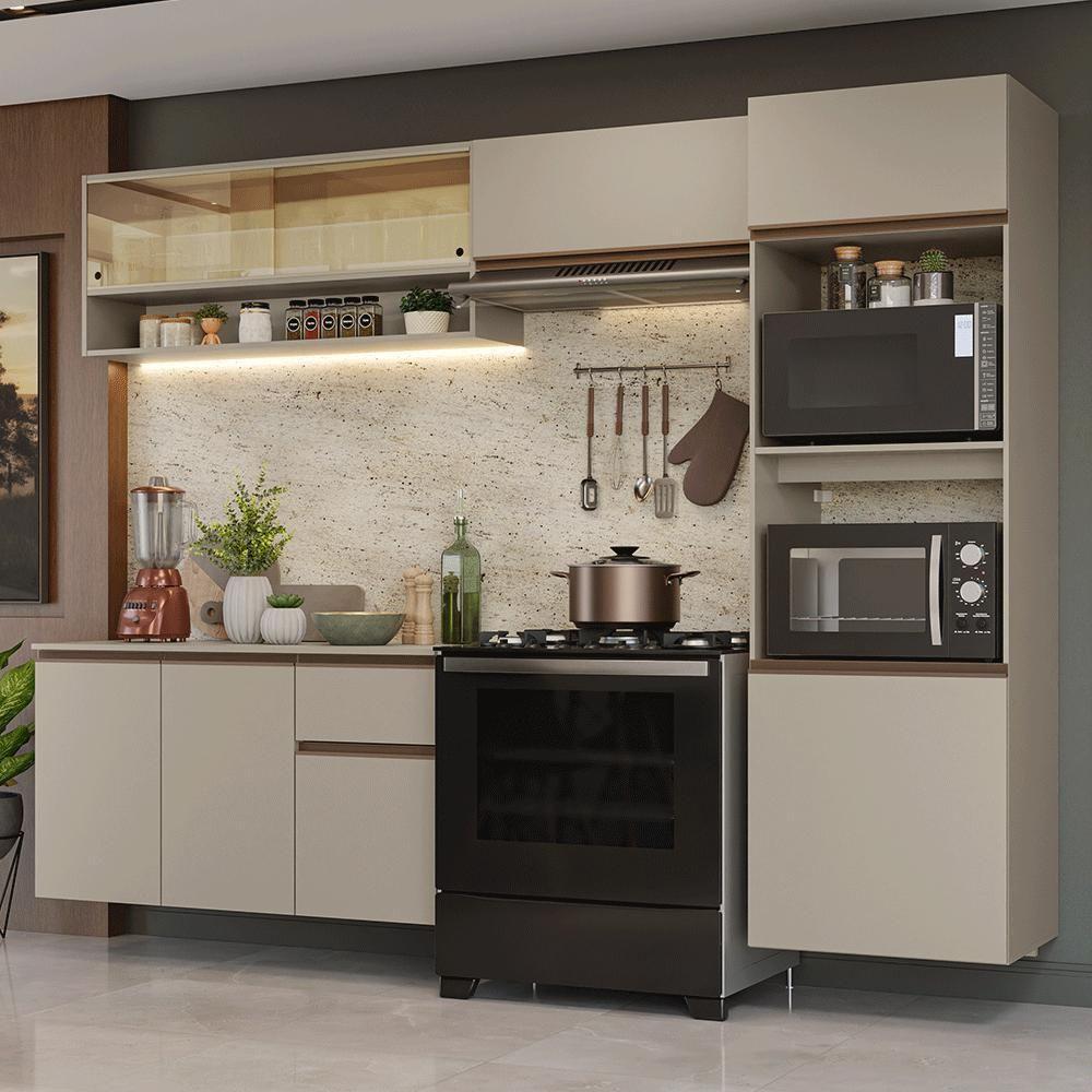 Armário De Cozinha Completa 260 Cm Suspenso Nice Madesa 10 Crema - 1