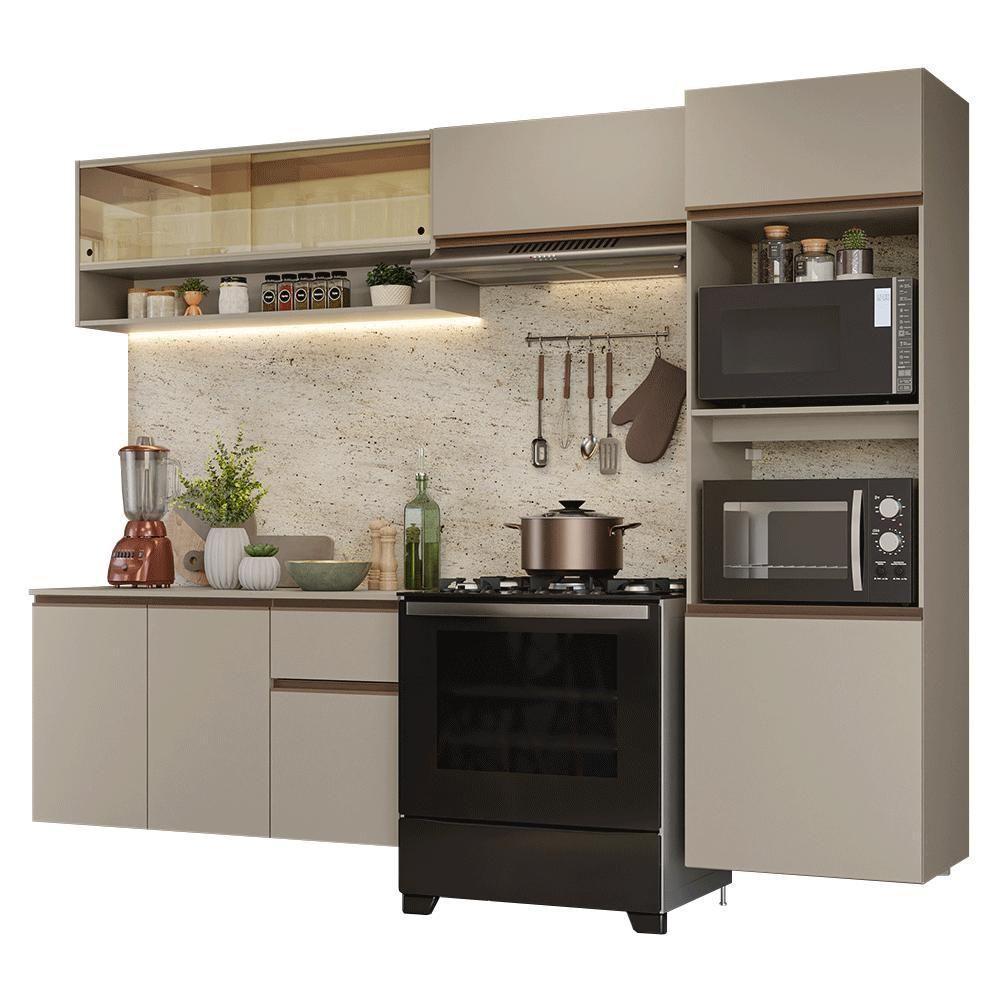Armário De Cozinha Completa 260 Cm Suspenso Nice Madesa 10 Crema - 2