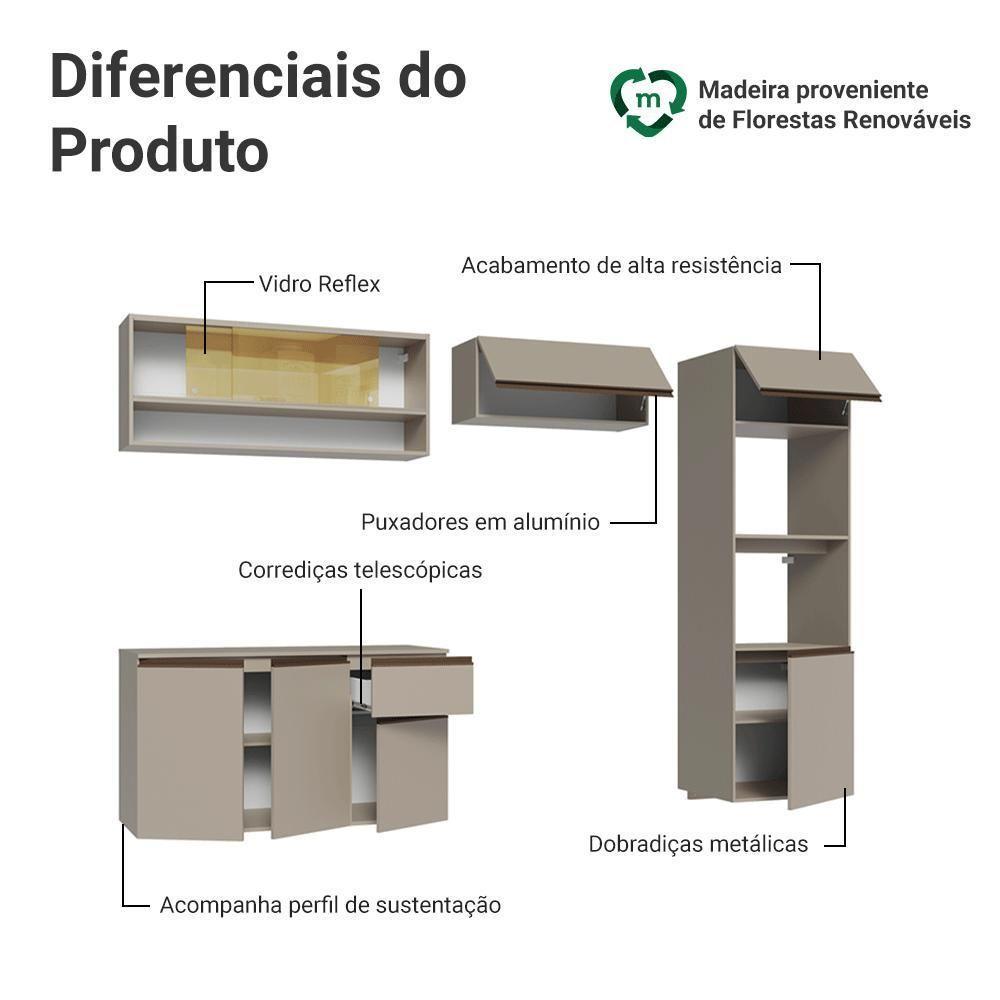 Armário De Cozinha Completa 260 Cm Suspenso Nice Madesa 10 Crema - 4