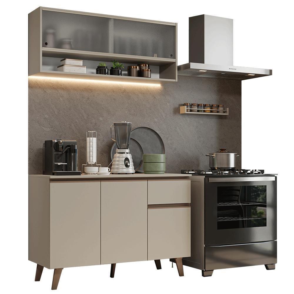 Armário De Cozinha Compacta 120 Cm Nice Madesa 02 Crema - 2