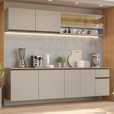 Armário de Cozinha Completa Nice 9 Portas 1 Gaveta MDF 240 cm Creme