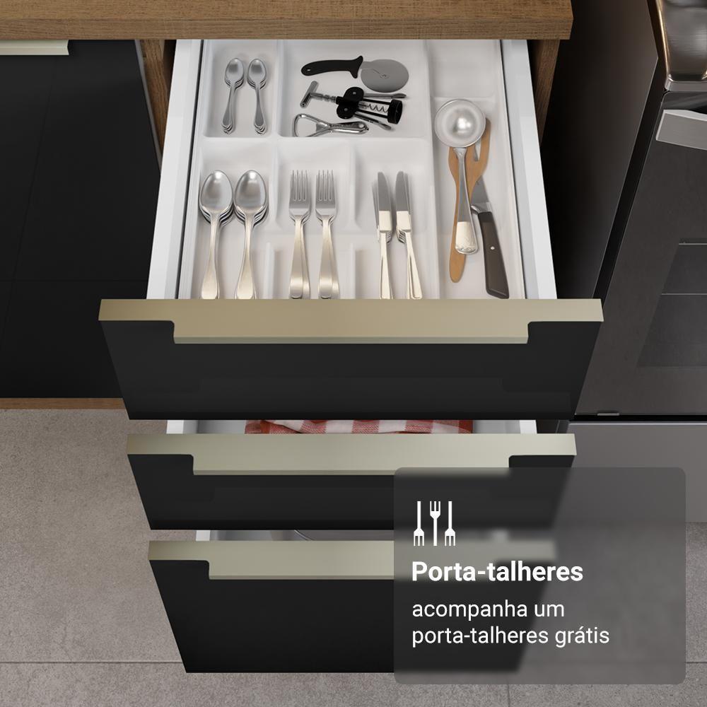 Armário De Cozinha Completa 240cm Rustic/preto Lux Madesa 08 Rustic/preto Rustic/preto - 4