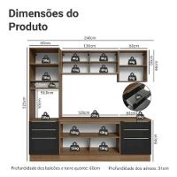 Armário De Cozinha Completa 240cm Rustic/preto Lux Madesa 08 Rustic/preto Rustic/preto - 7