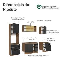 Armário De Cozinha Completa 240cm Rustic/preto Lux Madesa 08 Rustic/preto Rustic/preto - 8