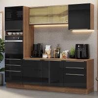 Armário De Cozinha Completa 240cm Rustic/preto Lux Madesa 08 Rustic/preto Rustic/preto - 9