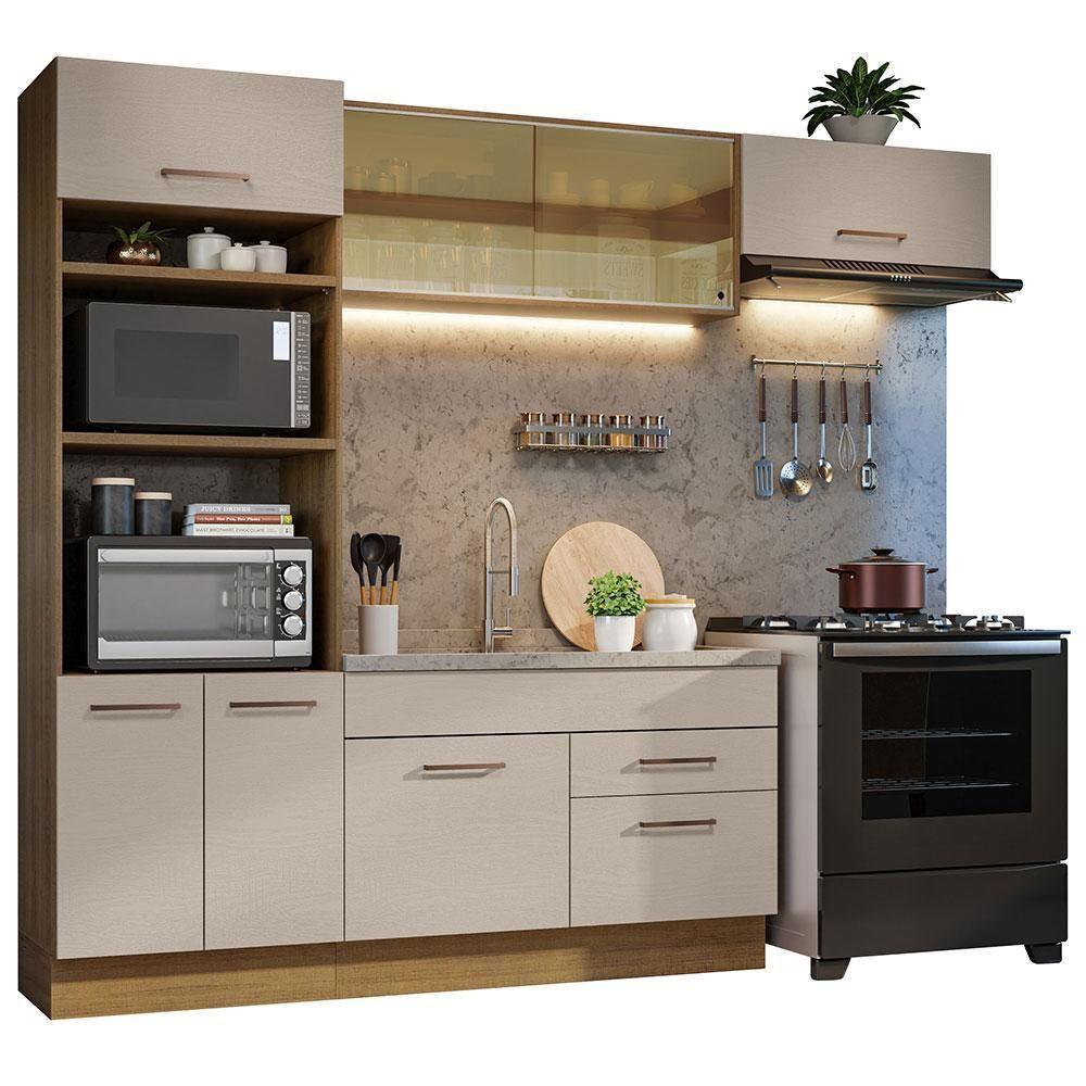Armário De Cozinha Completa 270cm Rustic/crema Agata Madesa 04 Rustic/crema Rustic/crema - 1