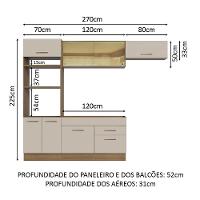 Armário De Cozinha Completa 270cm Rustic/crema Agata Madesa 04 Rustic/crema Rustic/crema - 2