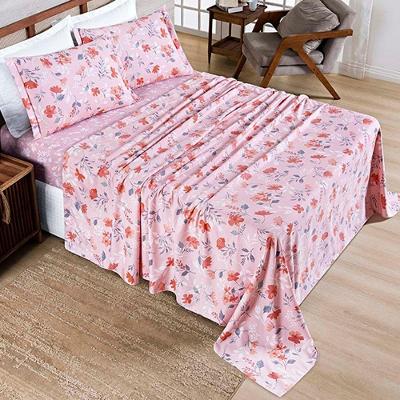 Jogo De Lençol Benim Queen 4 Peças Micropercal 400 Fios Estampado - Flora Rosa - 100% Poliéster