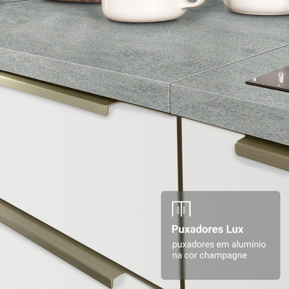 Armário De Cozinha Completa 240cm Branco Veludo Lux Madesa 08 Branco/branco Veludo Branco/branco Veludo - 3