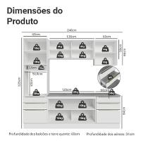 Armário De Cozinha Completa 240cm Branco Veludo Lux Madesa 08 Branco/branco Veludo Branco/branco Veludo - 2