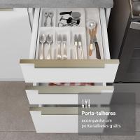 Armário De Cozinha Completa 240cm Branco Veludo Lux Madesa 08 Branco/branco Veludo Branco/branco Veludo - 5