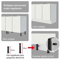 Armário De Cozinha Completa 240cm Branco Veludo Lux Madesa 08 Branco/branco Veludo Branco/branco Veludo - 6