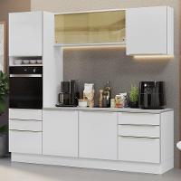 Armário De Cozinha Completa 240cm Branco Veludo Lux Madesa 08 Branco/branco Veludo Branco/branco Veludo - 8