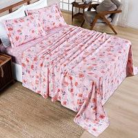 Jogo De Lençol Benim King 4 Peças Micropercal 400 Fios Estampado - Flora Rosa - 100% Poliéster - 1