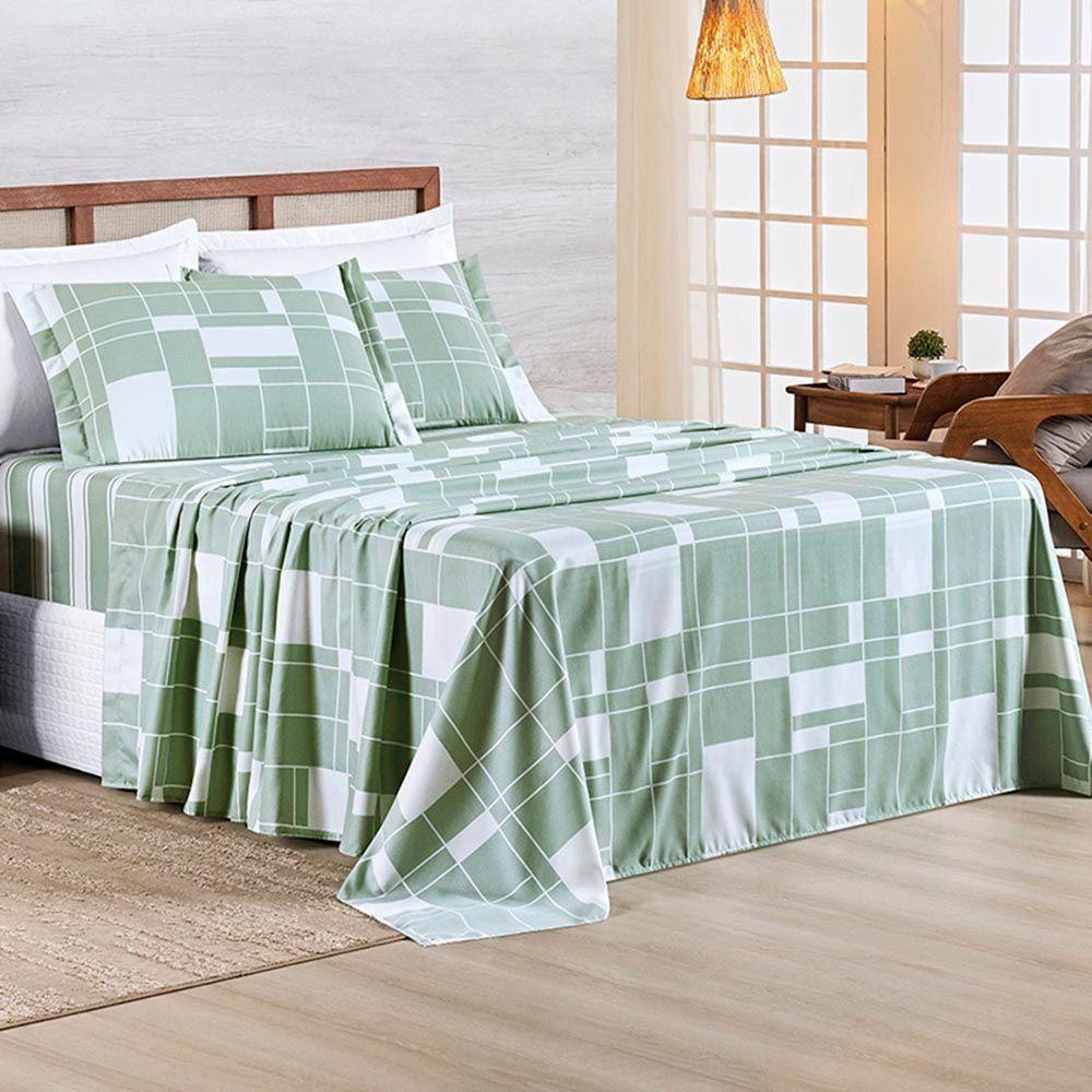 Jogo De Lençol Benim Queen 4 Peças Micropercal 400 Fios Estampado - Adria - 100% Poliéster - 2