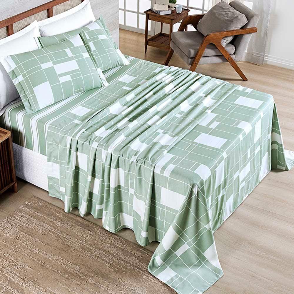 Jogo De Lençol Benim King 4 Peças Micropercal 400 Fios Estampado - Adria - 100% Poliéster - 1