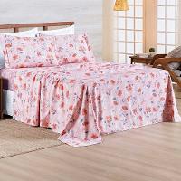 Jogo De Lençol Benim Casal 4 Peças Micropercal 400 Fios Estampado - Flora Rosa - 100% Poliéster - 2