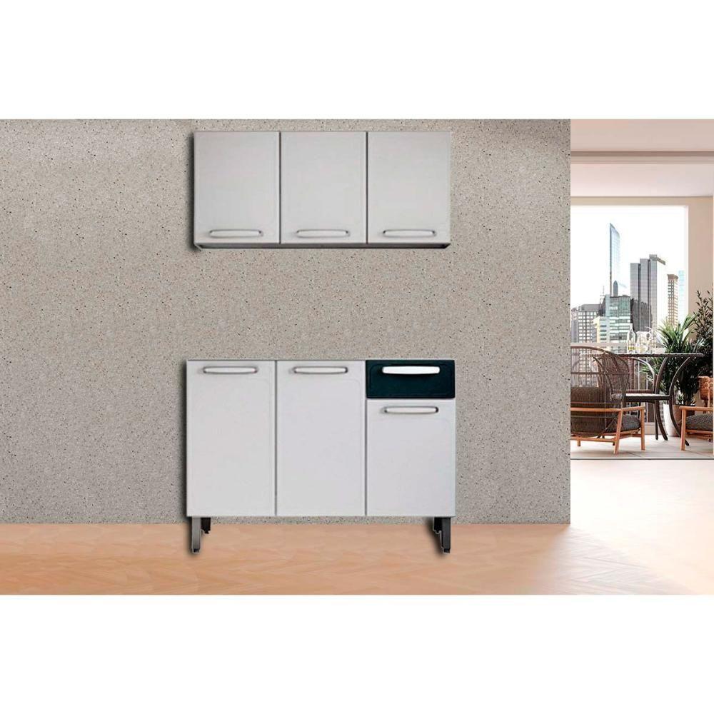 Cozinha Modulada Bertolini Evidence 2 Peças (1aéreo+1balcão) C2p07 Branco-preto-bertolini - 1