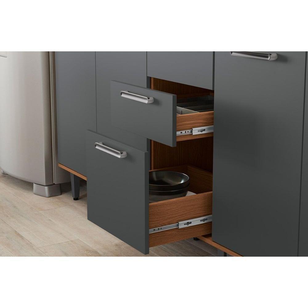 Cozinha Completa Linna 8 Peças (3aéreos+2balcões+2paneleiros+1complemento) C8p87 Canela-off White - Kappesberg - 8