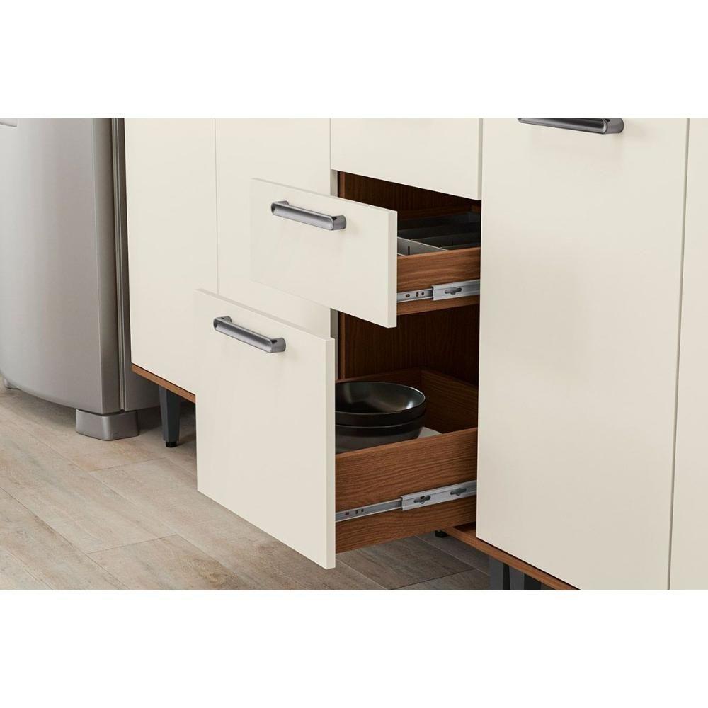 Cozinha Completa Linna 8 Peças (3aéreos+2balcões+2paneleiros+1complemento) C8p87 Canela-off White - Kappesberg - 9