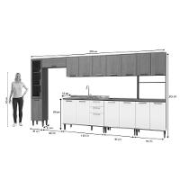 Cozinha Completa Linna 8 Peças (3aéreos+2balcões+2paneleiros+1complemento) C8p87 Canela-off White - Kappesberg