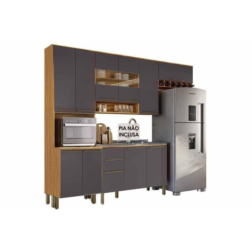 Kit Cozinha Modulada 4 Peças Nápoli Prime (2aéreos+1balcão+1paneleiro) C4p238 Amendoa-off White - Ronipa - 10