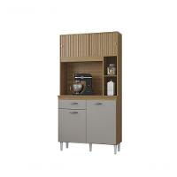 Cozinha Compacta Armário Organizador Duda 90cm Com Gaveta Damasco/ripado Offwhite - 2