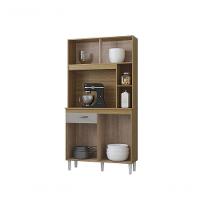 Cozinha Compacta Armário Organizador Duda 90cm Com Gaveta Damasco/ripado Offwhite - 3