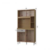 Cozinha Compacta Armário Organizador Duda 90cm Com Gaveta Damasco/ripado Offwhite - 4