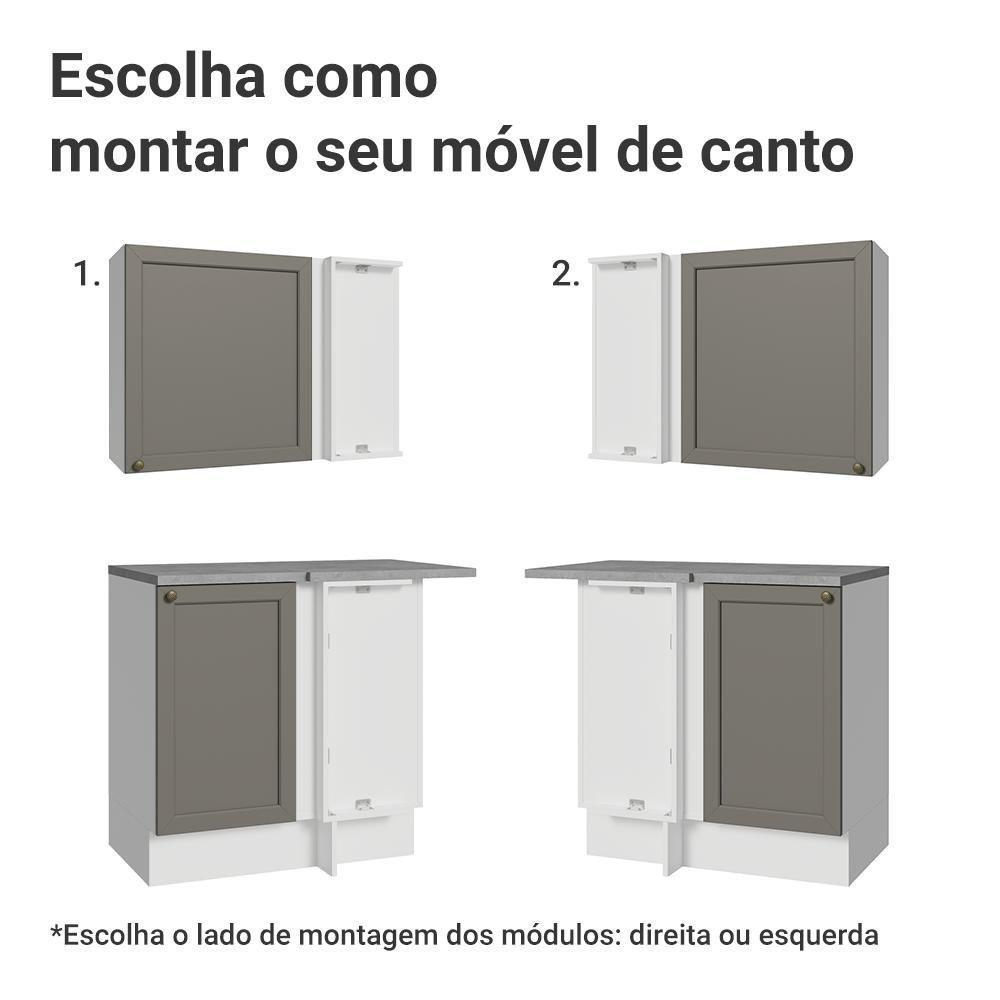 Armário De Cozinha Completa De Canto 399 Cm Branco/cinza Vik Madesa 02 Branco/cinza - 9