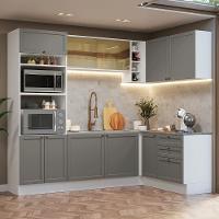 Armário De Cozinha Completa De Canto 399 Cm Branco/cinza Vik Madesa 02 Branco/cinza - 1