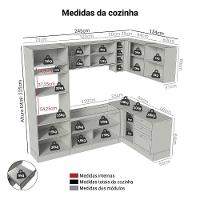 Armário De Cozinha Completa De Canto 399 Cm Branco/cinza Vik Madesa 02 Branco/cinza - 3