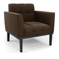 Conjunto Poltrona E Namoradeira Decorativa Pés Fixo Em Madeira Preto Suede Marrom 19 - 3