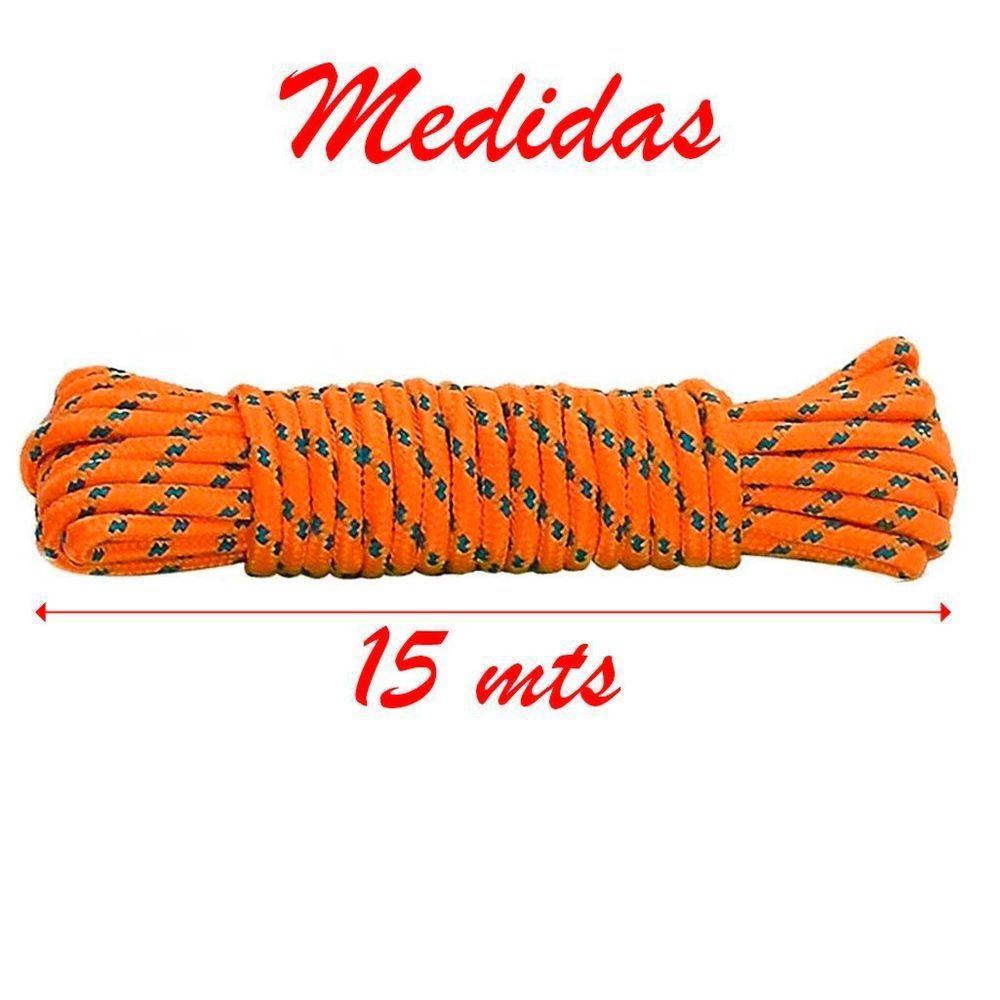 Kit 6 Cordas Para Varal Laranja Reforçada Em Poliéster 15 Metros - 2