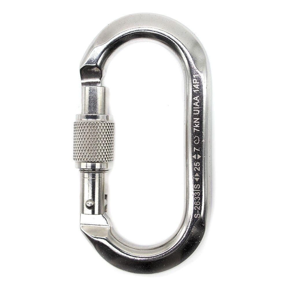 Mosquetão Aço Inox Oval Usclimb Ce Uiaa 25kn Trava Rosca - 1