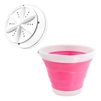 Mini Máquina Lavar Multifuncional Portátil Com Balde Dobrável Rosa - 1