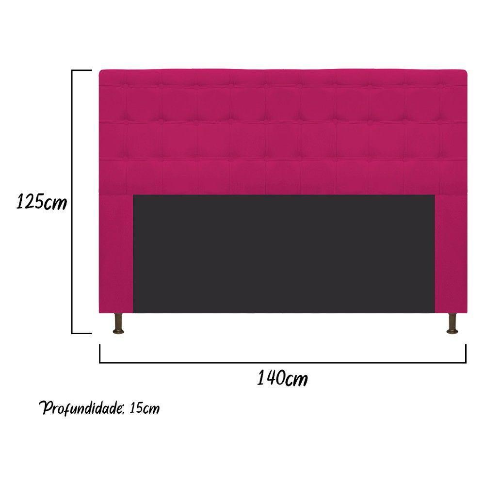 Cabeceira Estofada Dama 140cm Casal Suede Pink - 6