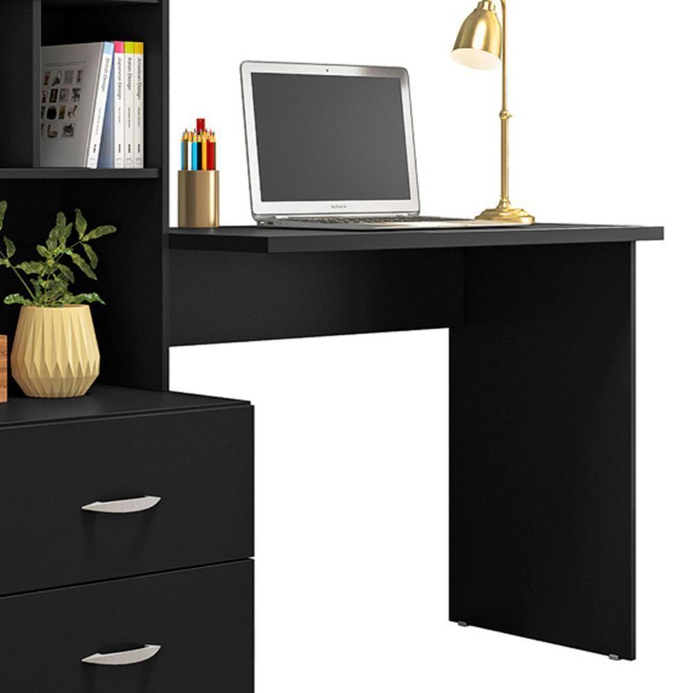 Mesa Escrivaninha Com Estante Livreiro 138cm Jay Preto Z49 - Mpozenato - 6