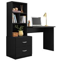 Mesa Escrivaninha Com Estante Livreiro 138cm Jay Preto Z49 - Mpozenato - 1