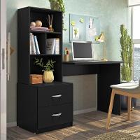 Mesa Escrivaninha Com Estante Livreiro 138cm Jay Preto Z49 - Mpozenato - 2