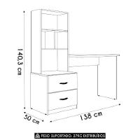 Mesa Escrivaninha Com Estante Livreiro 138cm Jay Preto Z49 - Mpozenato