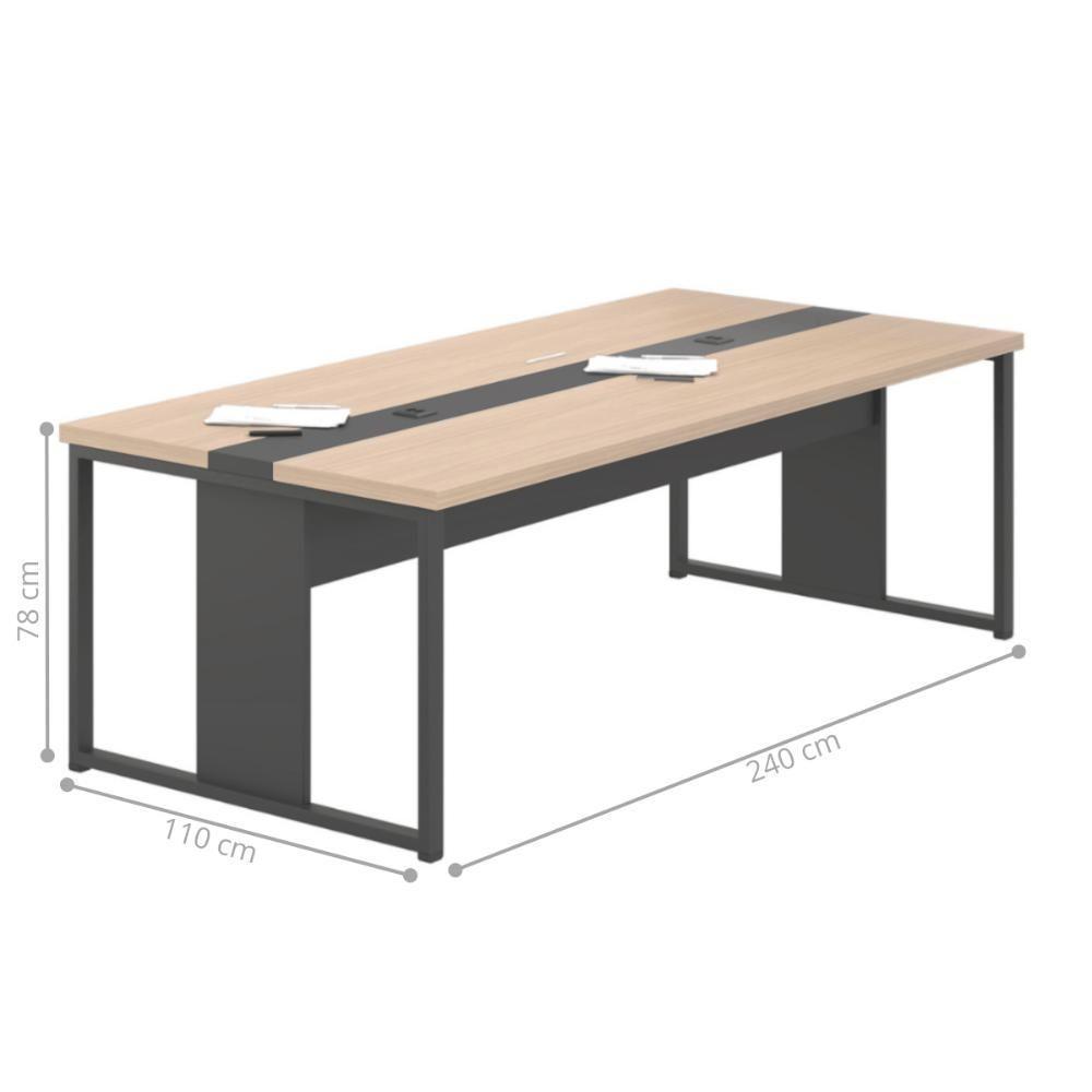 Mesa Reunião Retangular 240cm Com Passa Fio 6 Lugares Nog - 2