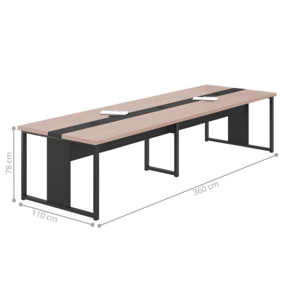 Mesa Reunião Grande 8 Lugares 3,60m Nogueira Preto - 2