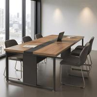 Mesa Reunião Retangular 240cm Com Passa Fio 6 Lugares Noce - 1