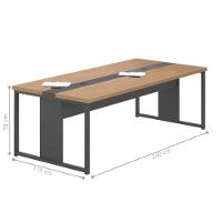 Mesa Reunião Retangular 240cm Com Passa Fio 6 Lugares Noce - 2