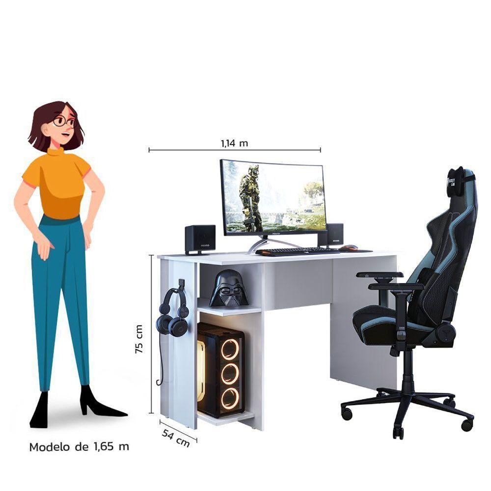 Mesa Escritório E Gamer 3875 Qmovi Branco - 5
