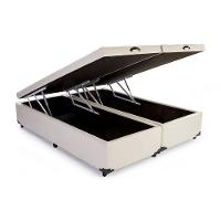 Base Box Baú King Bipartido Sp Móveis Sintético Bege - 1