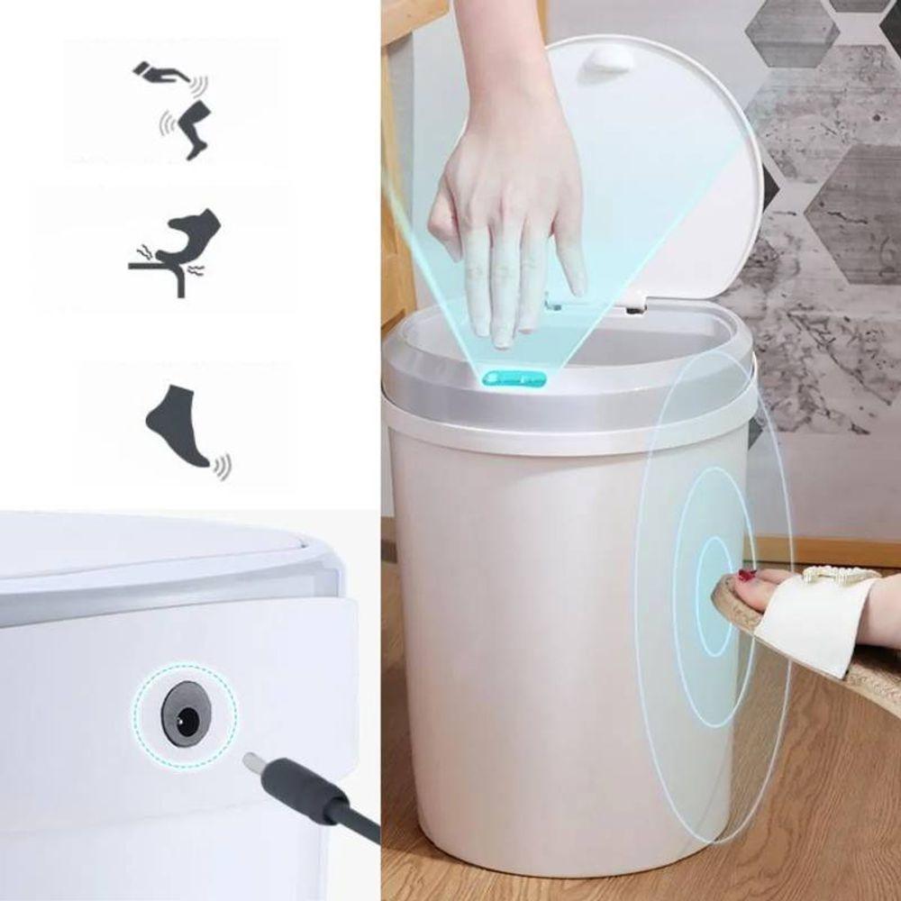 Lixeira Inteligente Touch Branca Automática Redonda 12 Lts - 5