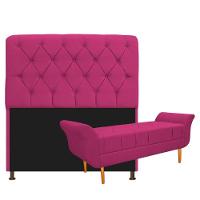 Kit Cabeceira e Recamier 195 Cm King Size Suede Pink - 1